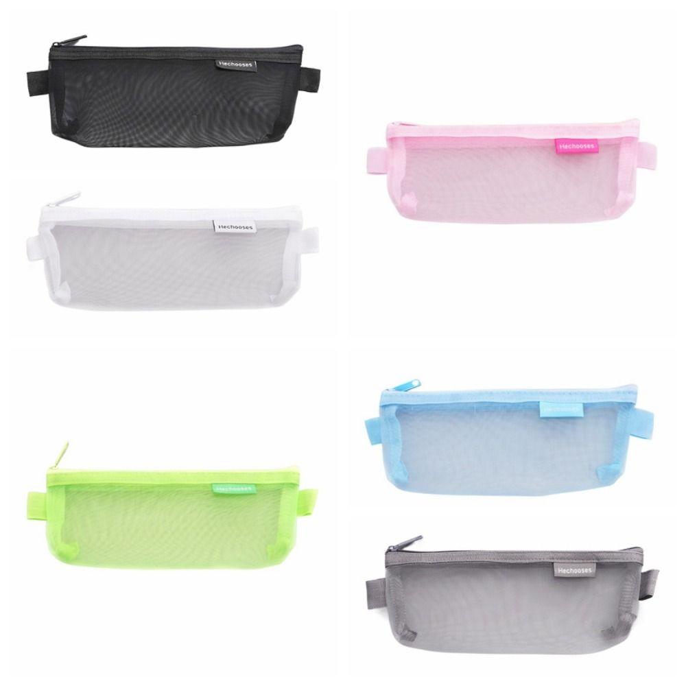 Candy Color Transparent Pencile Bag Simple Mini Mesh Storage Bag Clear Mesh Makeup Bag Outdoor