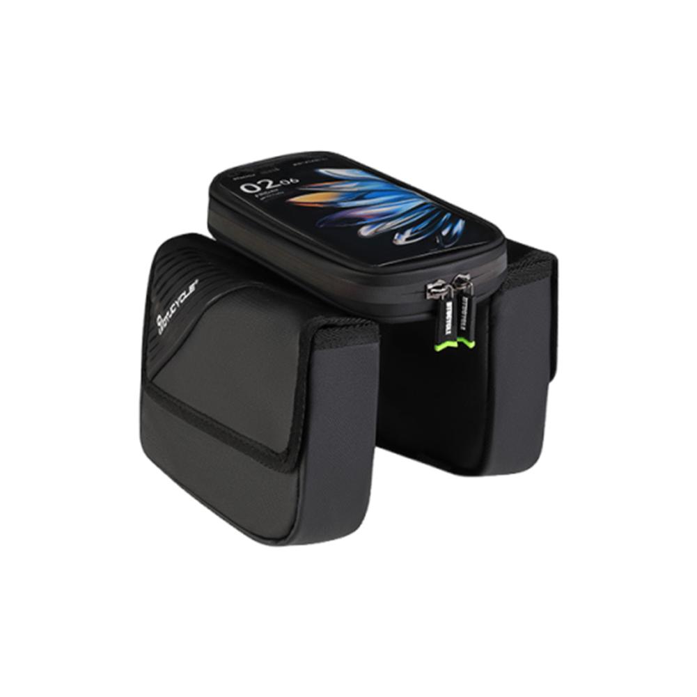 

Bike Front Frame Bag Bike Storage Bag Waterproof Bike Phone Holder Bag Touch-Screen Bicycle Top Tube Bag for Outdoor Cycling чёрный