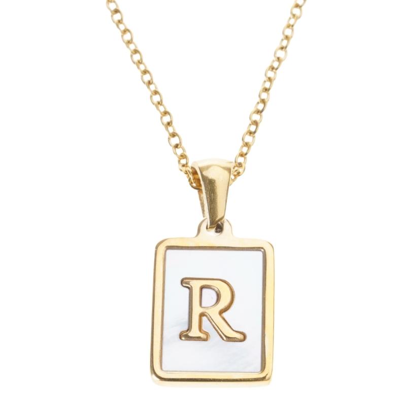 Stainless Steel Pendant Necklace Men Fashion Letter Square Card Necklace Adjustable Chain Necklace Present for Man Woman