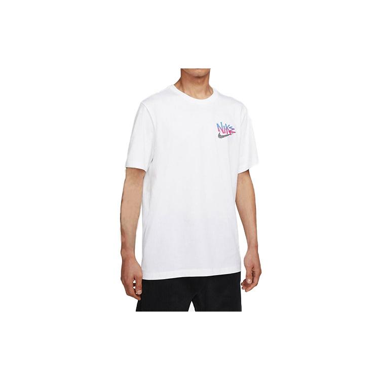 Nike T Shirts Men's White Crew Neck Moderate Straight Fit DQ1408-100