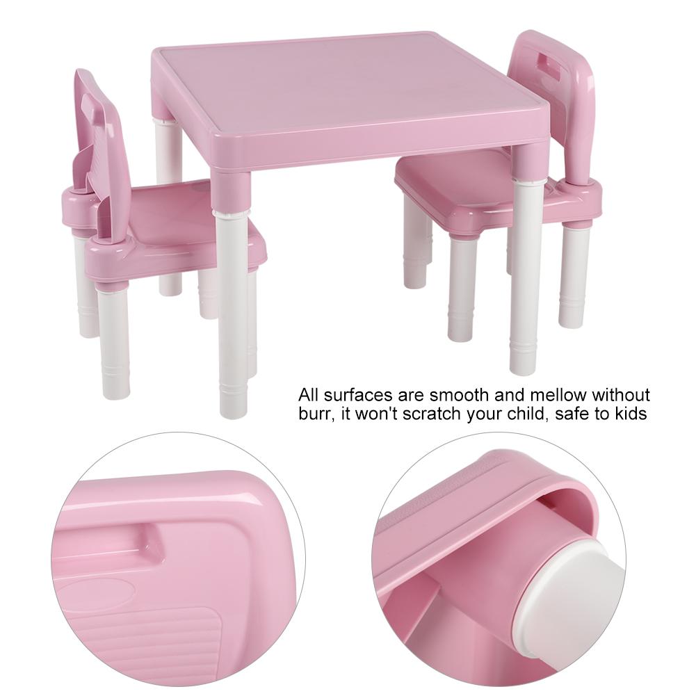 Childrens Kids Plastic Table Chair Set Lrning Studying Desk for Home Kindergarten Blue Green