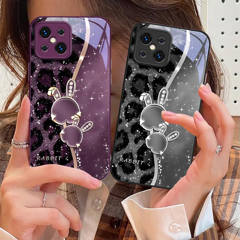 Leopard Cartoon Rabbit For Oppo Find X5 X8 Pro X3 Lite A72 58 73 54S F11 79 Reno 6 4Z 5G Nord N200 Tempered Glass Phone Case