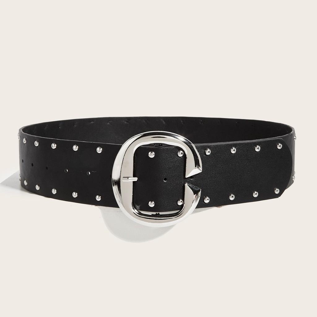 Retro Fashion Rivet Belt With Alloy Buckle Casual Outfits Everyday Accessory