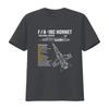 Cool Line Art F A C Hornet Multirole Fighter Jet Specs Print Casual T Shirt vintage Washed graphic Unisex streetwear Stylish