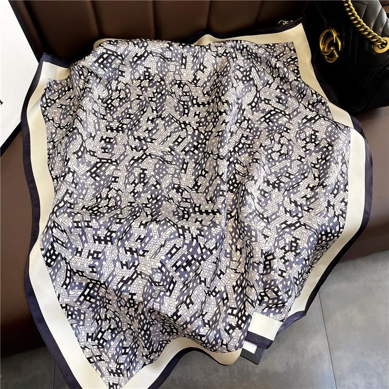 Korean Style Sweet Green Floral Butterfly Faux Silk Scarf - Women’s Versatile Spring/Summer Neck Scarf, 70cm Square.