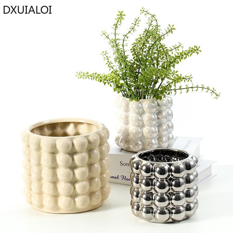 Nordic Style 3D Ceramic Vase Flower Arrangement Device Pen Holder, Makeup Brush, Storage Jar Flower Pots Home Decor