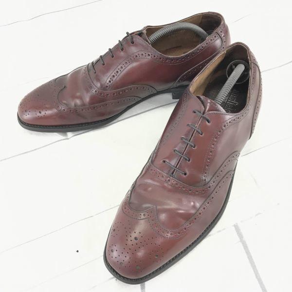 

USED/80s-90s Vintage USA Bostonian Leather Wing Tip Burgundy 29.5 Goodyear Full Brogue