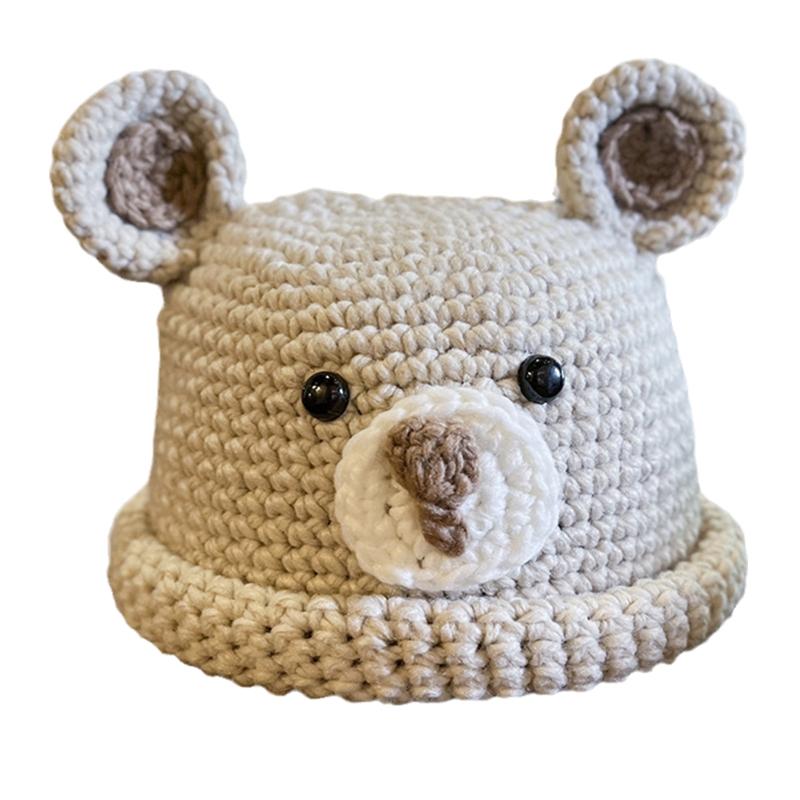 Unisex Wollmütze Häkelmütze Niedliche Bärenohren Strickmütze Warmes Ohr zum Schutz für Frühling Herbst Winter Tägliches Tragen