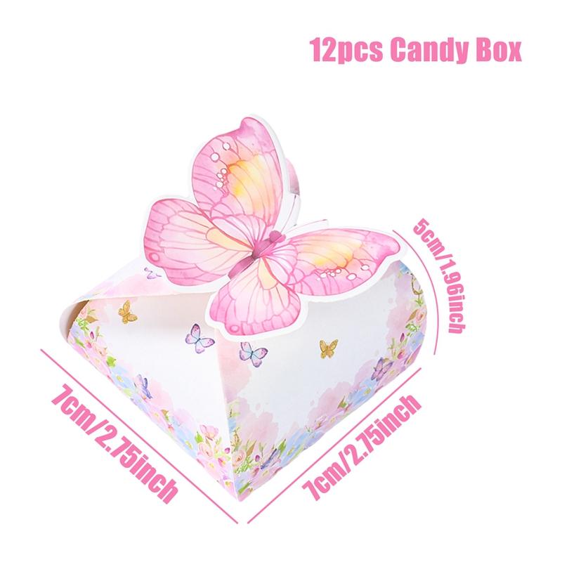 Butterfly Candy Gift Box Pink Purple Butterfly Birthday Party Decorations Kids Wedding Supplies Baby Shower Cookie Biscuit Box