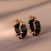 High-end Style Earclips, Fashionable and Versatile, Black Crystal Zircon Ear Cuffs, Unique Design, Elegant Ear Jewelry