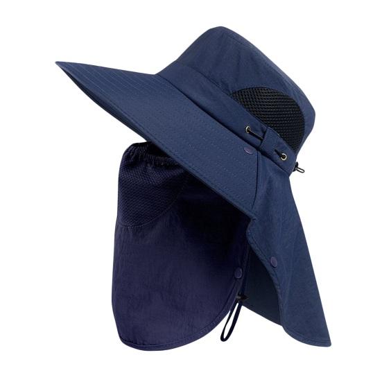 

Fishing Bucket Hat with Detachable Neck Guard Adjustable Fishing Hat Windproof Breathable Mesh Sun Hat Wide Brim UV Protection Hat for Outdoor Sports темно-синий
