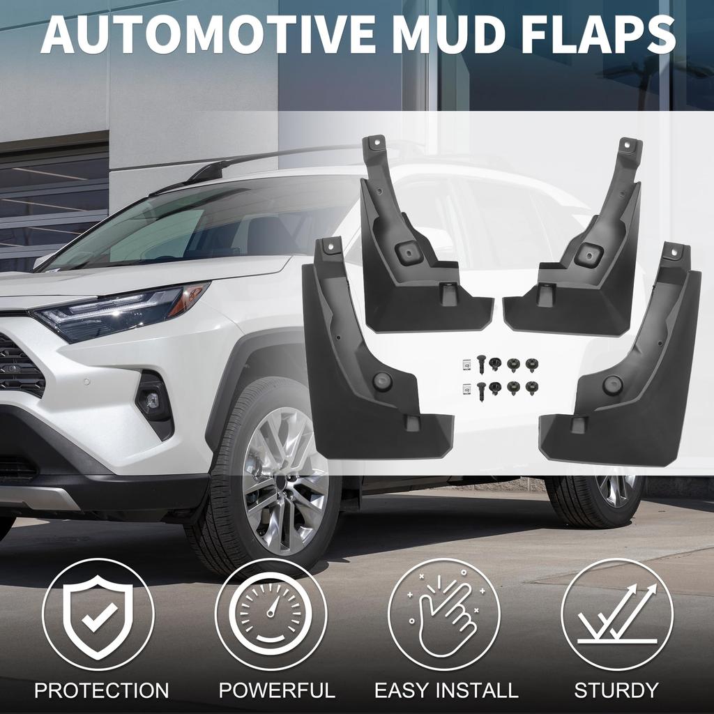 TUCKBOLD Mud Flaps Splash Guards for Toyota RAV4 LE XLE Limited Front Rear Side Mud Flaps Mounting Accessories 1 Set 2019-2024 &