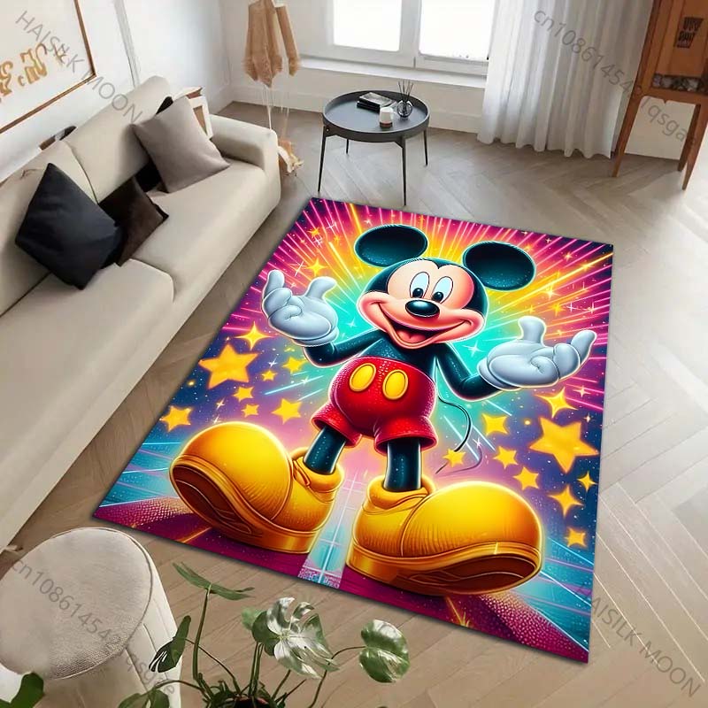 1PC Disney Mickey Mouse Print Cartoon Carpet for Living Room Bedroom Kid's Room Home Decor Area Rug Non-slip Mat Luxury Gift