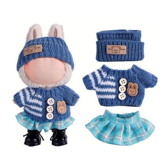 17cm Doll Clothes 3-Piece Hat Sweater Pants Sets Handmade Baby Doll Outfits Stylish Adorable Accessories for Doll Collectors