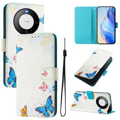 Carcasă Portofel din Piele Pictată de Lux Familia Fluturilor, Husă Stil Carte din Piele PU pentru Huawei P20 P30 P40 P50, Pura 70, Mate 60, Mate 70, Honor 50...