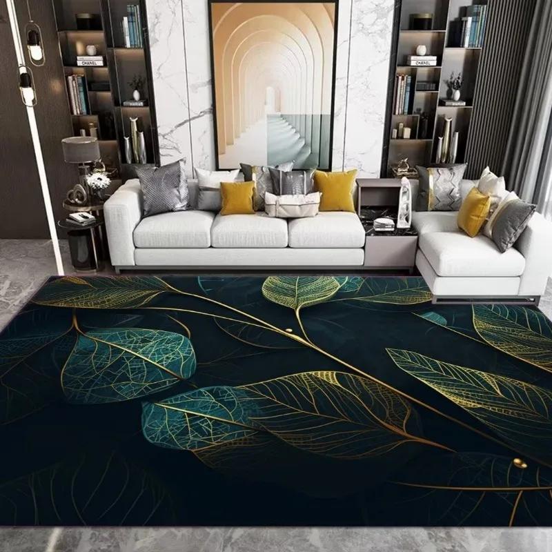 Senior Green Golden Rug Living Room Large Size Bedroom Carpet Household Decoration Non-slip Machine Washable Parlor Foot Mat