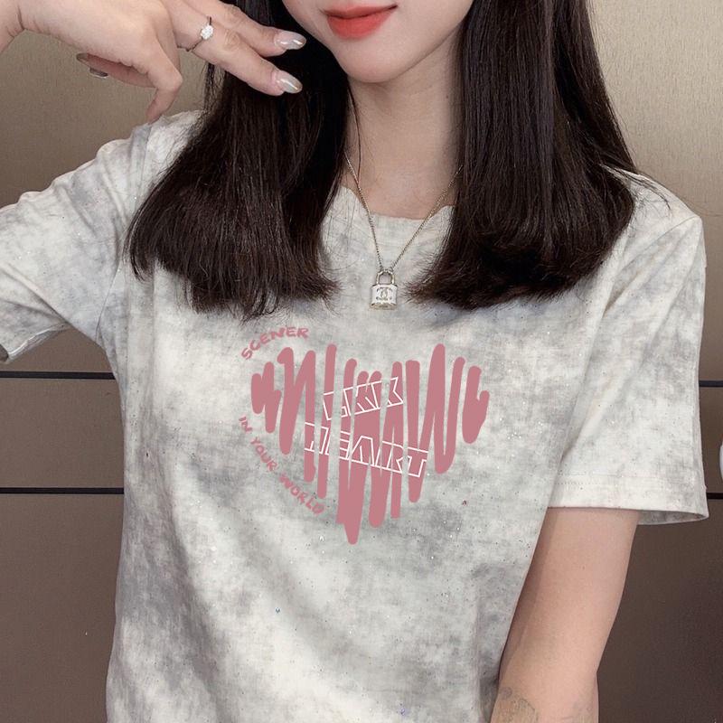 

Женская облегающая футболка с коротким рукавом и принтом из пайеток - Высококлассная модная трендовая летняя модель для миниатюрных XL (for 115-130 lbs)