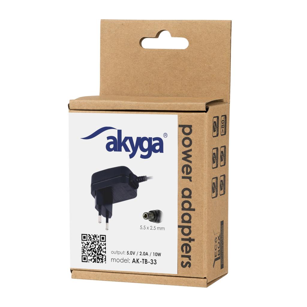 Zasilacz impulsowy Akyga AK-TB-33 5V 2A 10W 5.5x2.5 mm ładowarka tablet router