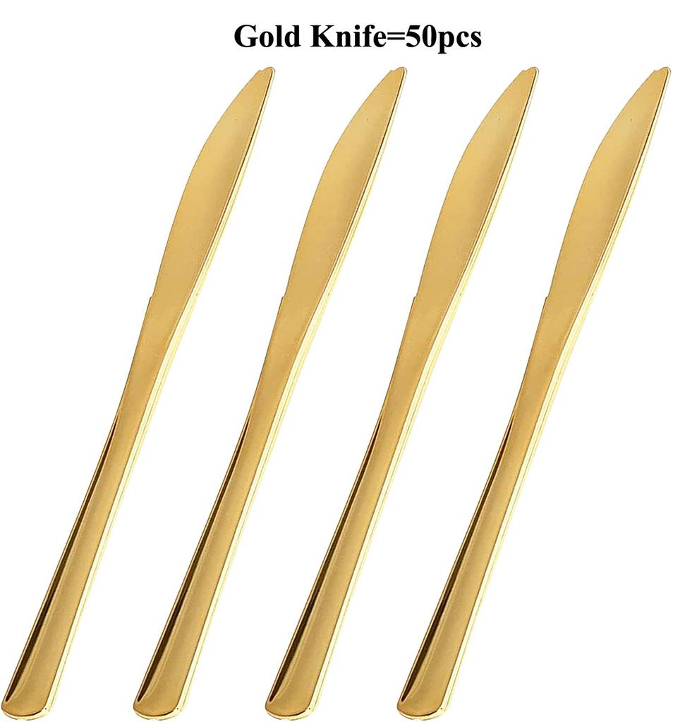 75pcs Gold Plastic Silverware- Disposable Gold Glitter Plastic Cutlery- Plastic Flatware Includes 25 Forks, 25 Spoons, 25 Knives