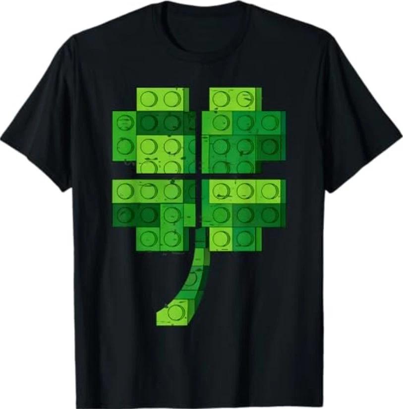 St Patricks Day Shamrock Building Blocks Bricks T-Shirt 2XL