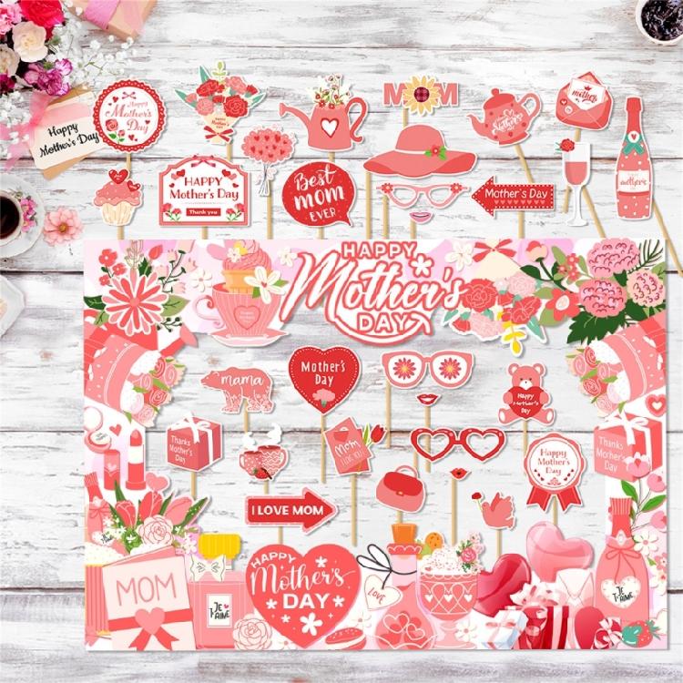 Mother's Day Party Photo Props Photography Paper Picture Frame and Accessories Party Supplies for Family Gathering