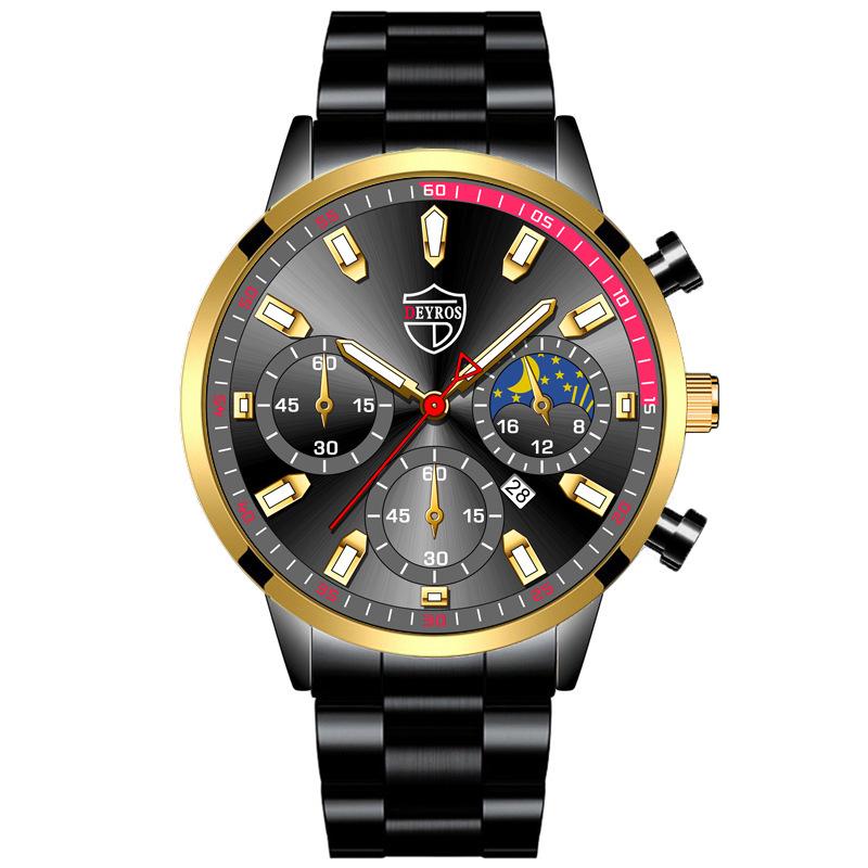 Stilvolle, einfache Uhr Herren Edelstahl Uhr Kalender Quarzuhr Herren personalisierte Casual Uhr