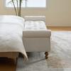 Modern Bench with 2 Lids, Velour Footstool with Rolled Armrests, As Daybed, Rubberwood Legs, for Living Room, Hallway, Bedroom, Color: Beige