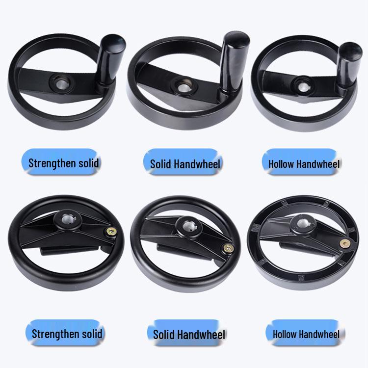 Foldable Aluminum Alloy Double Spoke Handwheel with Inner Corrugated Handle - Sizes 100/125/160/200 100*12 Hollow