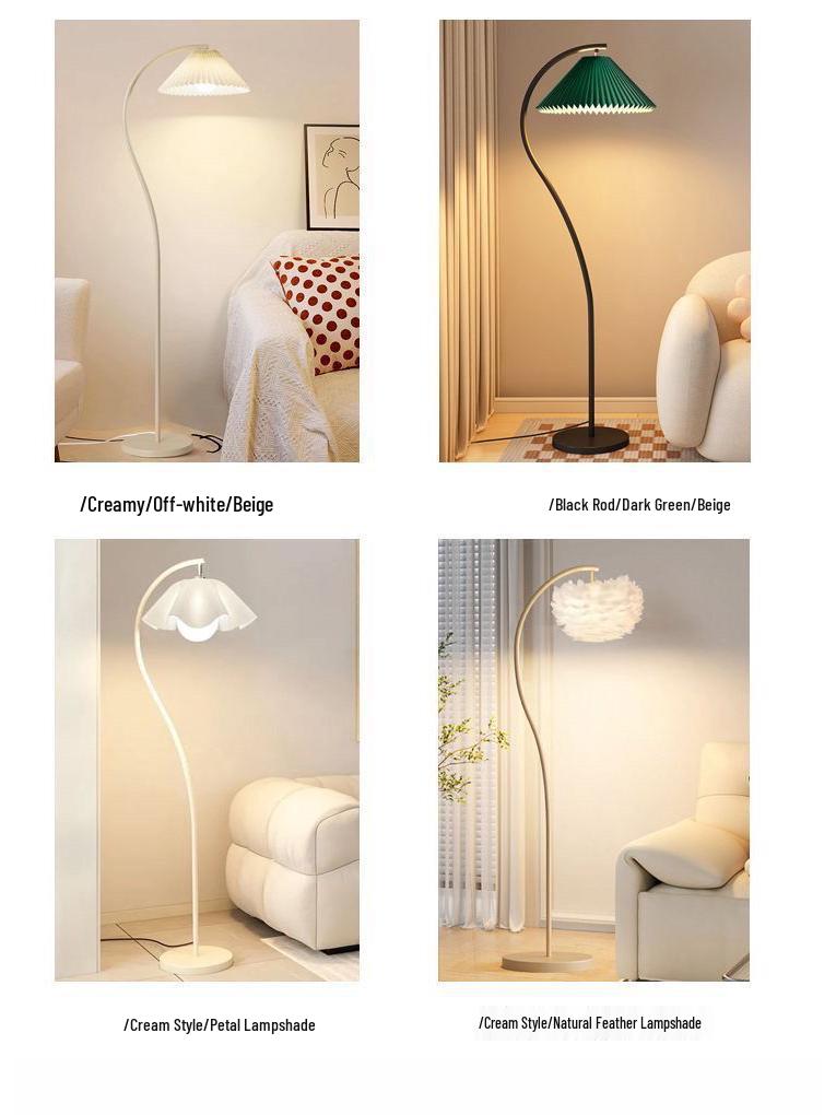 French Vintage Cream Floor Lamp for Living Room, Bedroom, or Bedside - Retro Style with Modern Ambiance.