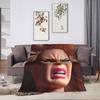 Warm Soft blanketBoy Girl Airplane Travel Funny Disgusting Doll Face Meme Hilarious Sarcastic Throw Blanket Flannel Bedspread