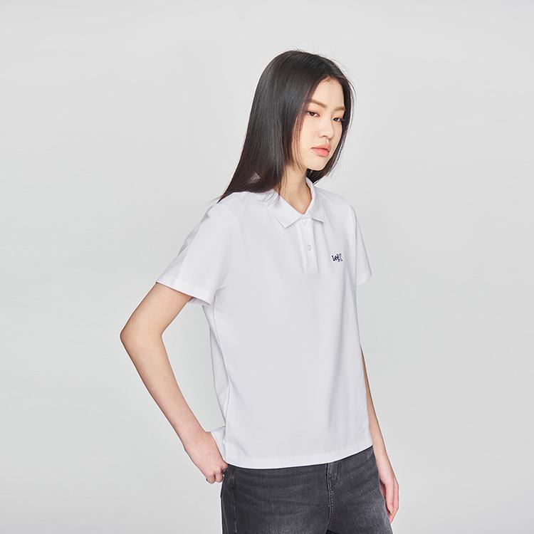 Lee SS25 Standard Version Polo Shirt With Embroidered Logo Women tops White LWT009916205143K14000