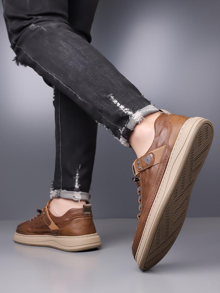 Spring and Autumn New Men's Handmade Online Casual Leather Shoes Men's Versatile Fashion Board Shoes Little White Shoes One Pedal Student Shoes