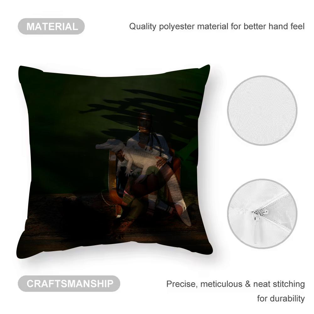 Doechii Album Cushion Cover Anti-dustmite Pillowcase Invisible Zipper Silky Short Plush Sofa Cushion Cover