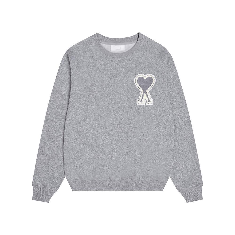 Sweatshirt Unisexe AMI ANCIENT en Coton avec Petite Broderie Cœur - Style Automne/Hiver, Col Rond, Coupe Ample, Décontracté.