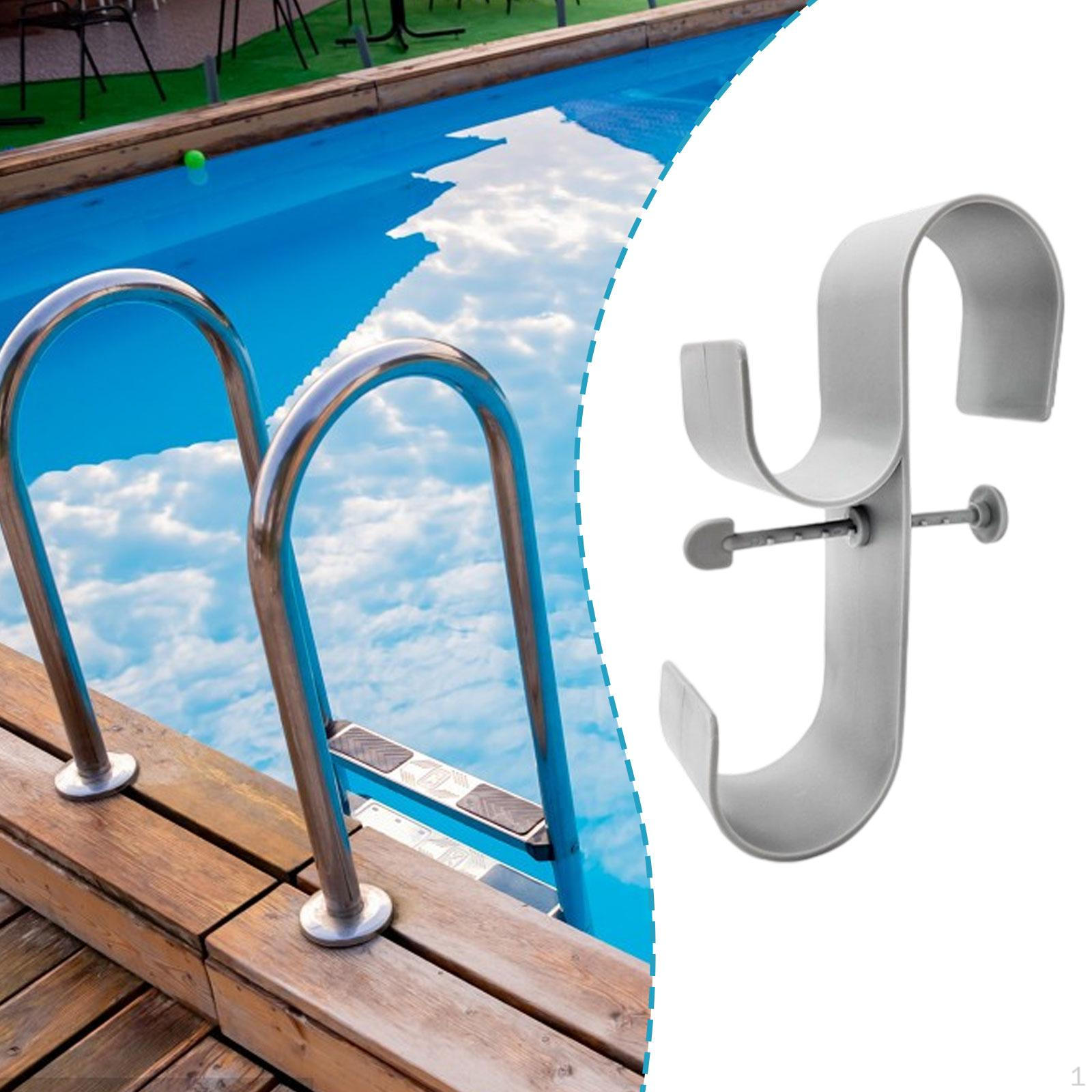 

Pool Pole Hanger ,Poolside Leaf Skimmer Net Holder, Double Hooks Organizer Equipment Brush сірий колір
