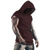 T-shirt da uomo con cappuccio, manica corta, tasca con zip, senza maniche, per allenamento muscolare