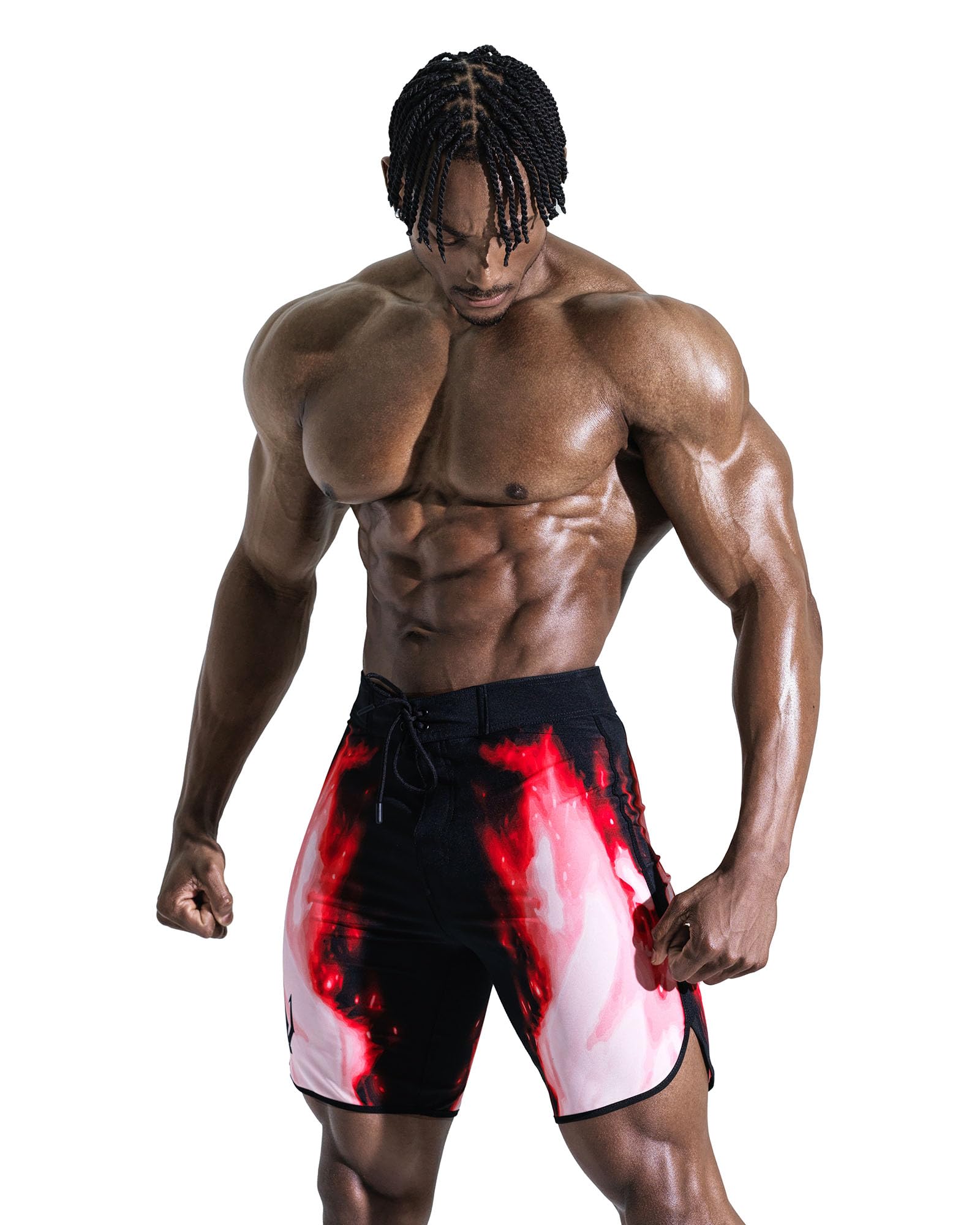 

FIED IFBB Men s 15-inch Physique Board Shorts, Posing Trunks, for Competition, Swimming, and Summer, NPC (Blazing Red 28) [Parallel Import]