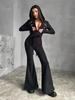 Fleece Slim Fit Hooded Jumpsuit Women's, Front and Mid Full Zipper Strap Waist Tights Casual Jumpsuit