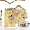 Cartoon Dinosaur Kids Sleepwear Set With Breathable Cotton Silk For Summer Comfort