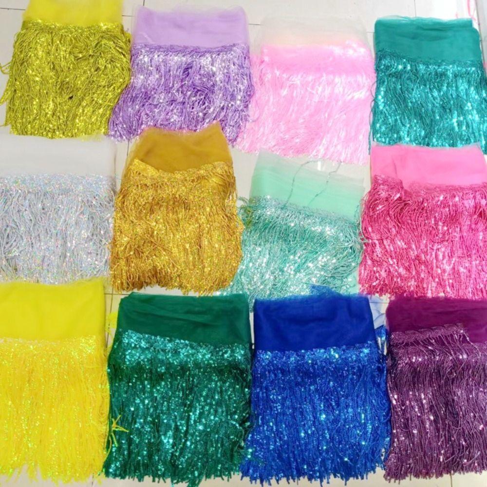 10 Yards DIY Accessories Lace Ribbon 20cm Width Glitter Tassels Decorative Trimmings Dance Costume