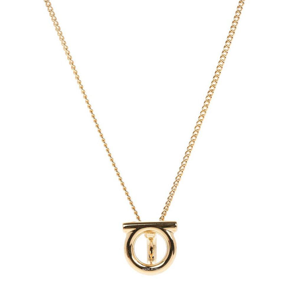 [Salvatore Ferragamo] Women's Gancio 3D Crystal Necklace 76 0399 Orgiov 0736244 106175
