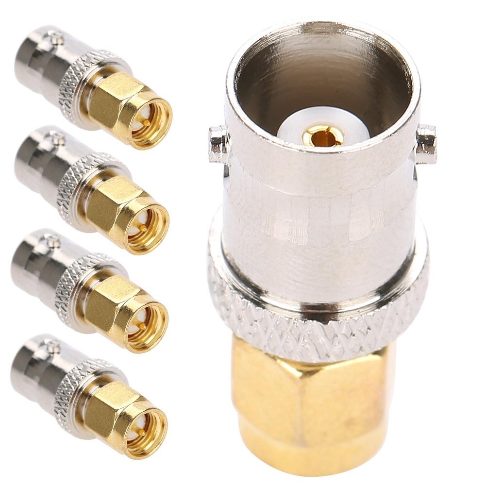 5PCS All Copper Radio Frequency Adapter SMA-BNC RF Adapter SMA Male Plug to BNC Female Jack