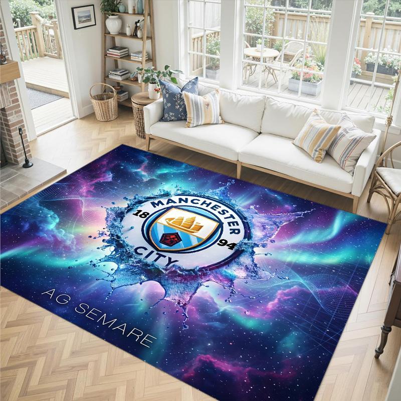 Manchester City Design Crystal Velvet Carpet Cozy Non?Slip Printed Rug For Bedroom Living Room Entrance