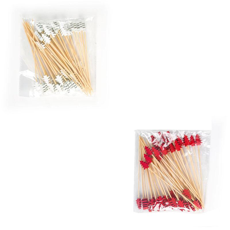 50pcs/ bag ristmas Bamboo Cocktail Picks Santa Claus Snowflake tree Drink Fruit Dessert Food Toothpicks Christmas Party
