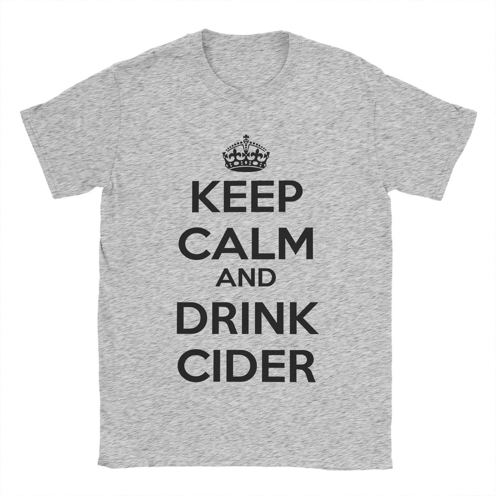 Vintage Keep Calm And Drink Cider TShirt Unisex Crew Neck Pure Cotton T Shirts Short Sleeve Tees Gift Idea Clothes