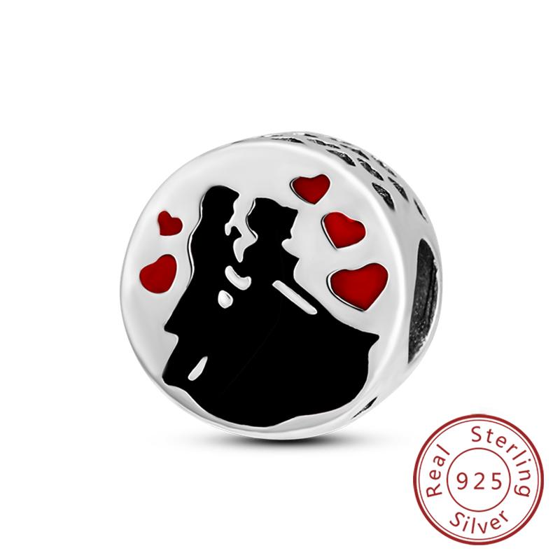 Original Copper Charm Bead Heart Lovers Valentine'S Day Charm Fit Charm Bracelet Pendant Women Jewelry Gift