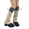 Women Colorblock Knit Foot Cover Socks Gothic Flared Baggy Leg Warmer Streetwear