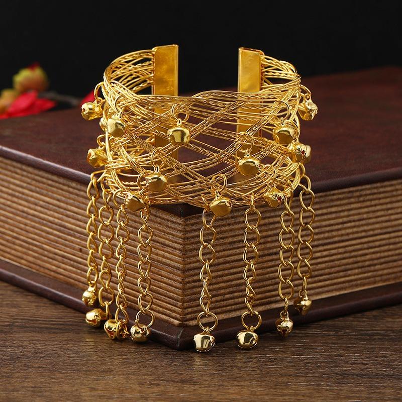 Dunhuang bell fringed wide bracelet female retro Indian exotic style dance arm bracelet bracelet accessories