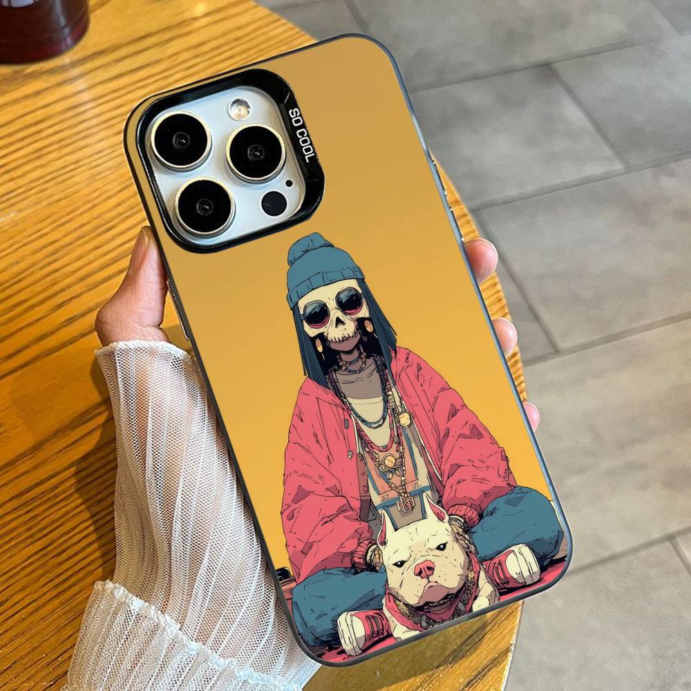 Colorful Aesthetic Dog Phone Case For iPhone 16 17 15 14 12 13 Pro Max Black Color Shockproof Cover
