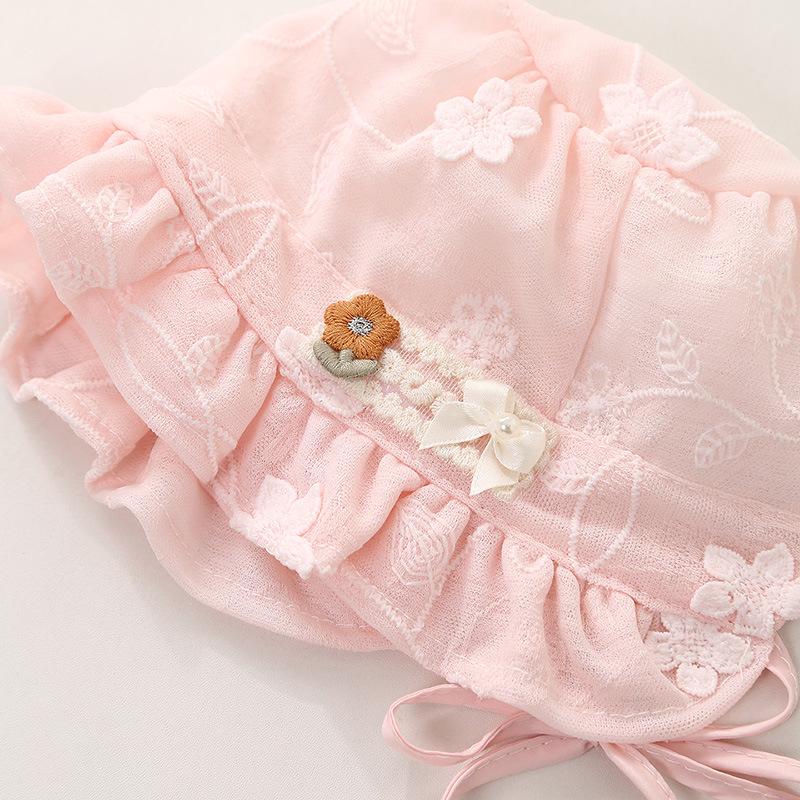 Baby Girl Lace Ruffle Sun Hat - Spring/Summer Tie-Up Princess Court Hat